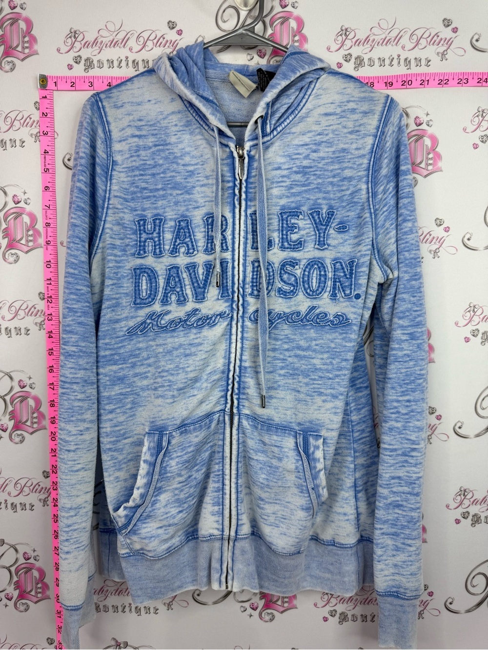 Harley-Davidson sweater hoodie Blue and White Marled Zip Hoodie